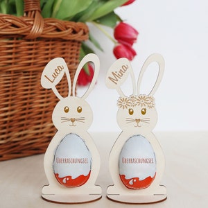 Ü-Egg Rabbit Wooden Mount Easter DIY Gift Easter Gift Surprise Egg with Name Personalized