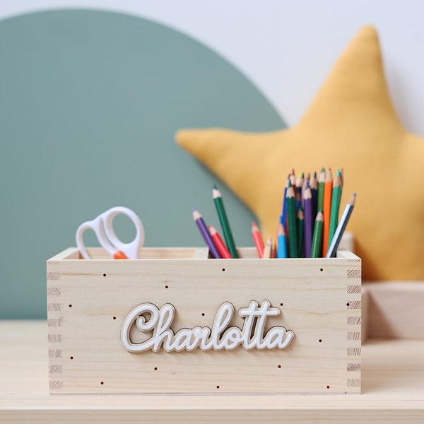 Porte-stylos organisateur de bureau boîte à stylos - personnalisé, écolier 2024, DIY - noms 3D