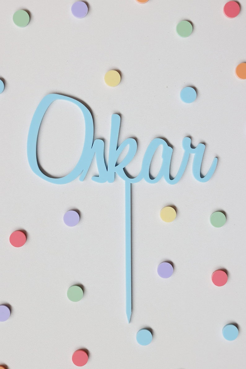 Cake Topper Name aus Acryl Einzel Tortenstecker Tortendeko DIY Topper Tortenaufsatz Cake Kuchen Namen blau