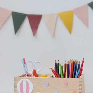 Stiftehalter Schreibtisch Organizer Stiftebox verschiedene Varianten personalisiert , Schulkind 2023 , DIY Heißluftballon