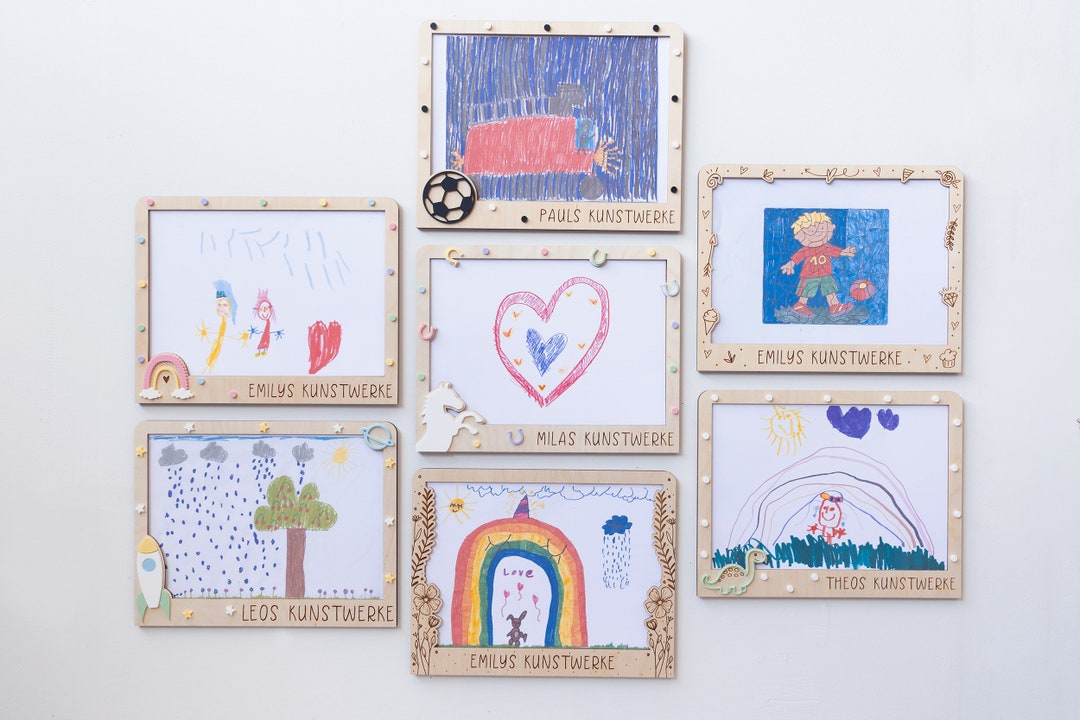 Children's Changing Wooden Picture Frame for Artwork, Painting Pictures ...