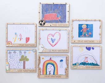 Children change wooden picture frames for artworks, coloring pictures A4 DIY birthday Christmas gift personalized with name