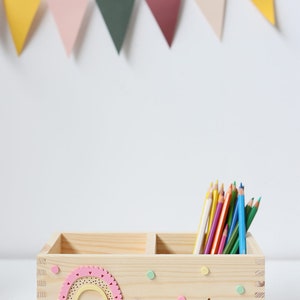 Stiftehalter Schreibtisch Organizer Stiftebox verschiedene Varianten personalisiert , Schulkind 2023 , DIY Regenbogen Rosa