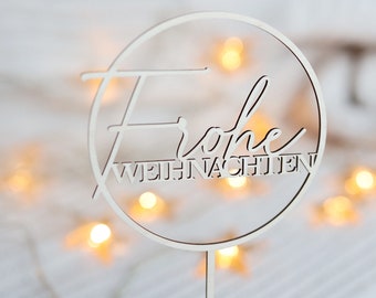 Cake Topper Frohe Weihnachten aus Holz  , Geburtstag, Taufe, Kommunion, Babyparty