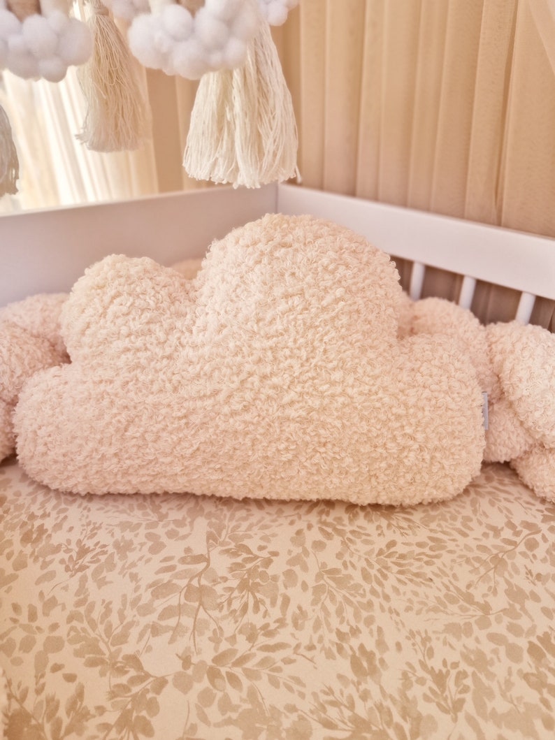 Teddy Ecru BOUCLE Wolke Dekokissen, Langes Kissen, Kuschelkissen, Kissen Bouclé Lamm natur Bild 8