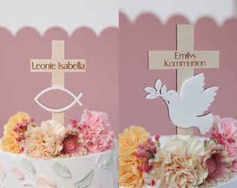 Cake Topper Fisch oder Taube / Kommunion / Konfirmation / Taufe Tortendeko Kuchendeko