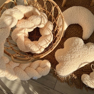 Teddy Ecru BOUCLE Wolke Dekokissen, Langes Kissen, Kuschelkissen, Kissen Bouclé Lamm natur Bild 4