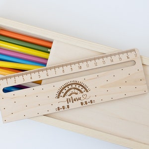 Ruler reading aid personalized, school child, bookmark different variants ruler DIY Regenbogen