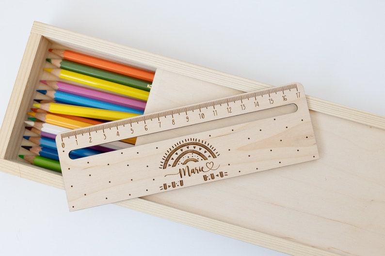 Ruler reading aid personalized, school child, bookmark different variants ruler DIY Regenbogen