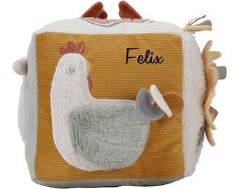 Actividades cubo táctil cubo de aprendizaje Little Farm - Little Dutch cube juguete para bebé, con nombre, regalo de Navidad, Navidad, motricidad, bebé