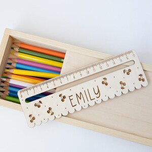 Ruler reading aid personalized, school child, bookmark different variants ruler DIY Kirschen