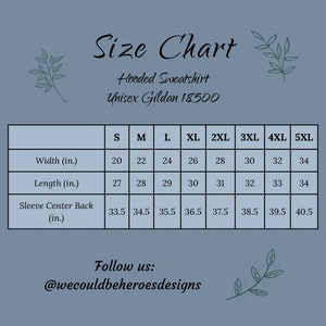 Sizing chart.