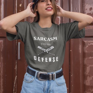 Teen Wolf tv show tshirt with the stiles stilinski, dylan obrien, quote, sarcasm is my only defense, with art of baseball bats, perfect merchandise or christmas gift for any teen wolf fan, gift for her