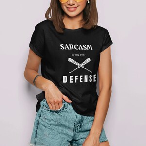Teen Wolf tv show tshirt with the stiles stilinski, dylan obrien, quote, sarcasm is my only defense, with art of baseball bats, perfect merchandise or christmas gift for any teen wolf fan, gift for her