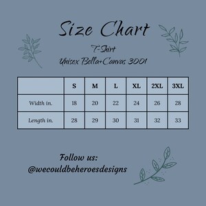 Sizing chart.