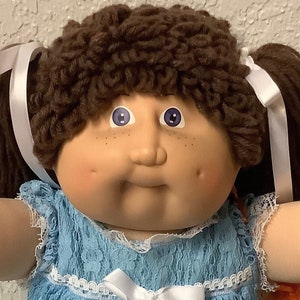 Vintage 1983 Cabbage Patch Kid Doll: Freckles, Brown Poodle Hair, First Edition