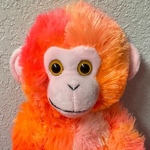 Wild Republic Orange Hanging Monkey Plush Toy - Velcro Hands
