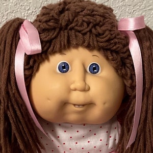 Vintage Cabbage Patch Kid Doll: Brown Poodle Hair, Violet Eyes, Head Mold #10