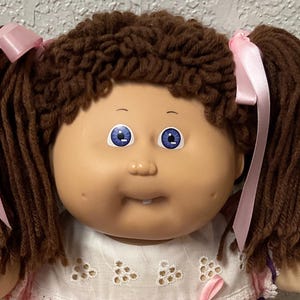 Vintage Cabbage Patch Kid Doll: Violet Eyes, Brown Poodle Hair, 1985 Collector&#39;s Item