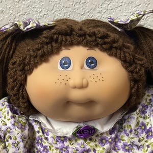 Vintage JESMAR Cabbage Patch Kid Girl-Made In Spain Brown Hair Blue Eyes Freckles Head Mold #1 1984 Gifts For Mom Sister Aunt Wife Daughter