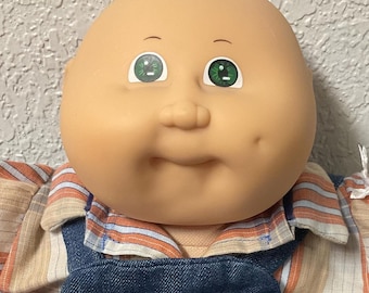 Vintage Cabbage Patch Kid Preemie Bald Boy Doll Green Eyes Head Mold #3 1985 Gifts For Boys Girls Son Daughter Him Her Wife Sister Mom
