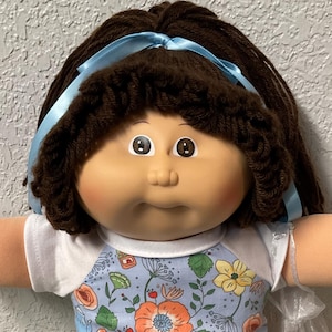 RARE Vintage Cabbage Patch Kid Girl UT-Made In Taiwan Brown Ponytail Brown Eyes Head Mold #1 1985 Gifts For Daughter Sister Wife Mom Girls
