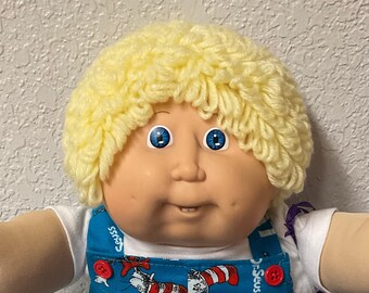 RARE Vintage Cabbage Patch Kid Boy Lemon Loops Blaue Augen Kopf Mould # 10 Zwei Zähne 1986 Sammlerstücke Sammlerpuppe Geschenke für Jungen Mütter Väter