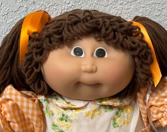 Vintage Cabbage Patch Kid Girl Tri-Ang Pedigree-South Africa Brown Hair Head Mold #1 1985 Collectors Doll Gifts For Girls Mom Sister Wife