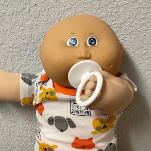 RARE Vintage Cabbage Patch Kid Bald Boy With Pacifier Blue Eyes Head Mold #6 1986 Collector’s Doll Gift For Girls Boys Daughter Son Wife Mom