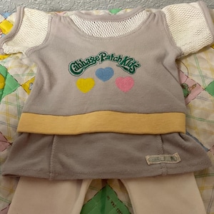 Vintage Cabbage Patch Kids Tri-Heart Dress & Tights: KT Factory CPK Doll Clothes