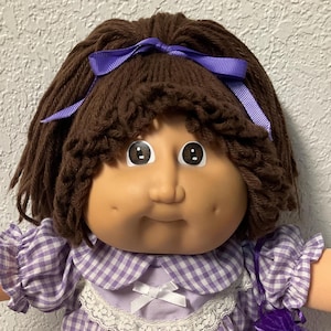 Vintage Cabbage Patch Kid Girl Brown Single Pony Brown Eyes Head Mold #2 brat face 1985 Collectibles Gifts For Girls Daughter Sister Wife