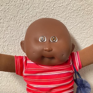 RARE Vintage Cabbage Patch Kid Boy African American Bald Toddler Boy Brown Eyes Head Mold #9 1989 Gifts For Daughter Sister Mom Wife Girls