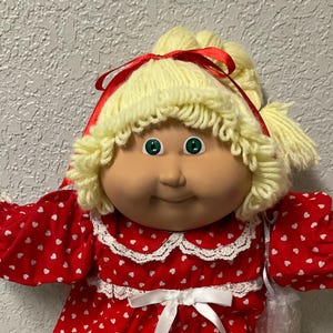 RARE Vintage Cabbage Patch Kid Girl Lemon Single Ponytail Green Eyes Head Mold #15 1987 Collector’s Doll Gifts For Daughter Sister Wife Mom