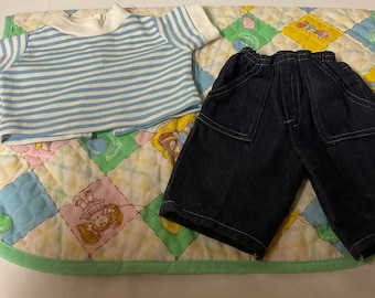 Jean vintage Cabbage Patch enfants et chemise assortie pour poupée garçon CPK Canada LTEE des années 1980