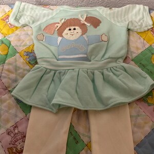 Vintage Cabbage Patch Kids Mint Green Dress & Tights: CPK Doll Clothes