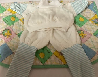 Vintage Cabbage Patch Kid White Tracksuit With Blue Stripes CPK Doll Clothes All Occasions