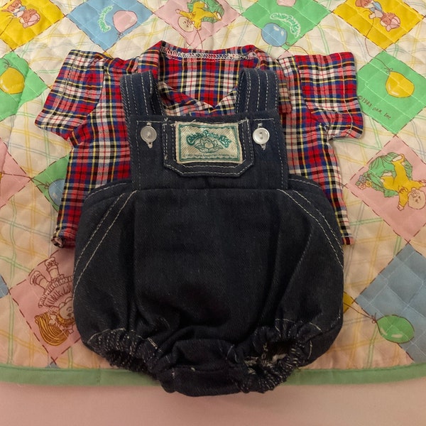 Vintage Cabbage Patch Kid Boys Denim Romper & Hard To Find Shirt Canada LTEE 1983 CPK Boy Doll Clothes