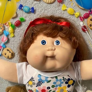 RARE Vintage Cabbage Patch Kid Girl Brown Cornsilk Hair Blue Eyes Head Mold #17 1986 Collector’s Doll Gift For Daughter Sister Wife Girl Her