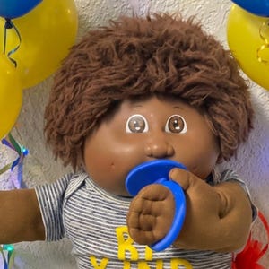 VERY RARE Vtg Cabbage Patch Kid African American Boy with Pacifier Brown Fuzzy Hair Brown Eyes 1st Edition P Factory Gift For Mom Wife Girls