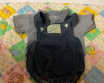 Vintage Cabbage Patch Kids Denim Romper & Shirt Set - CPK Doll Clothes