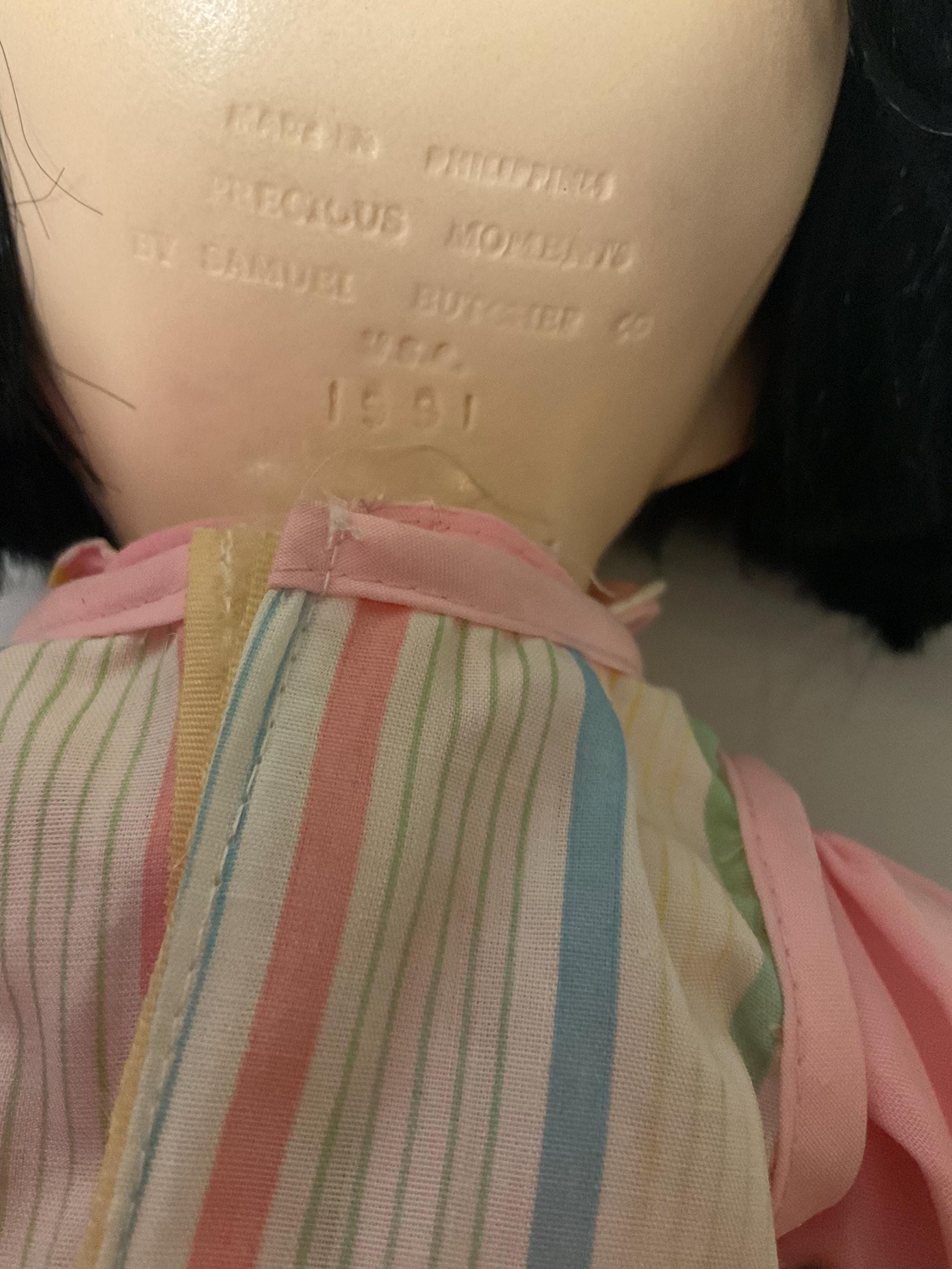 Vintage Precious Moments Asian Girl Doll Black Hair Brown