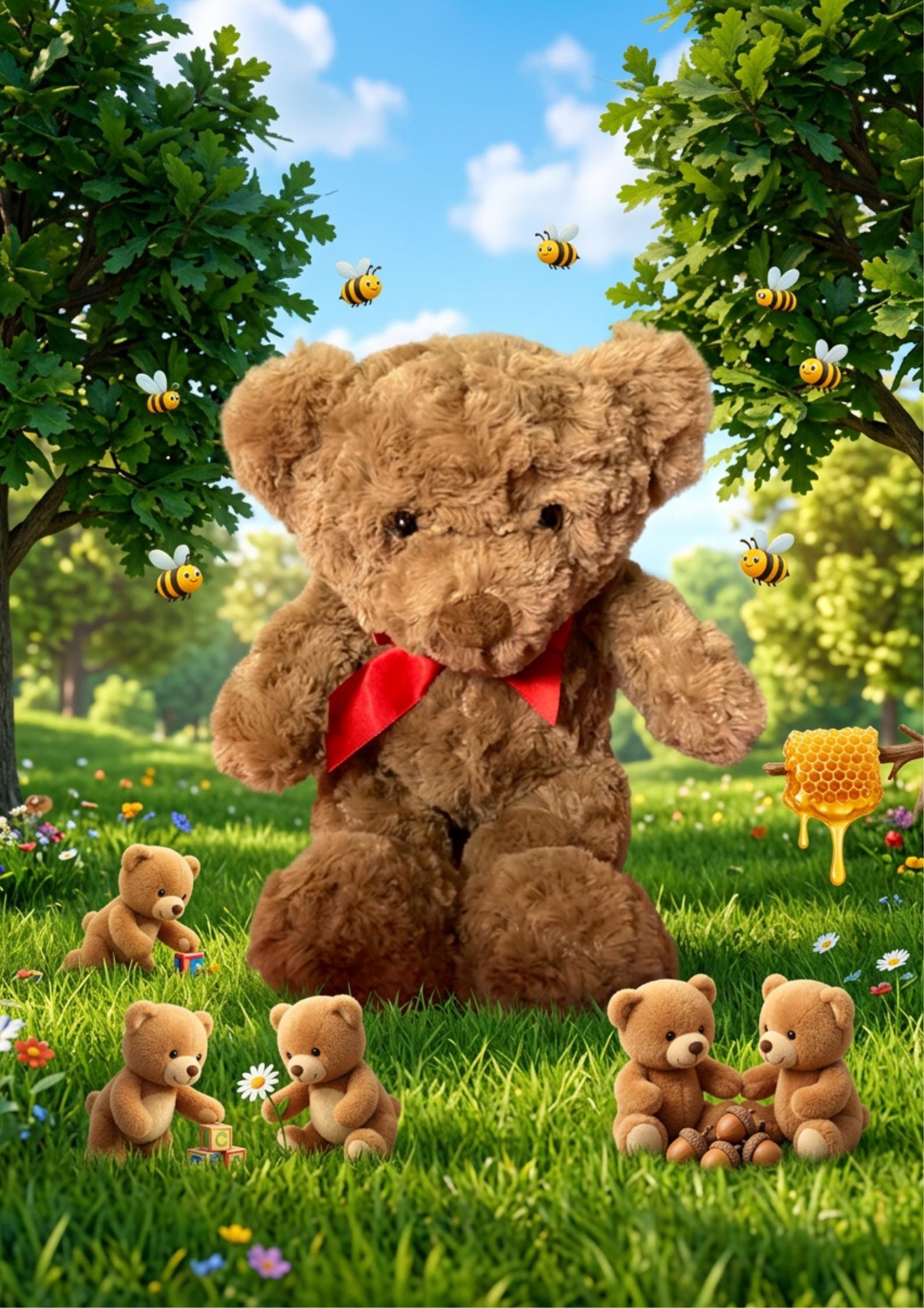 Bobbi the Bear: Brown Plush Teddy Bear With Red Ribbon Stuffed