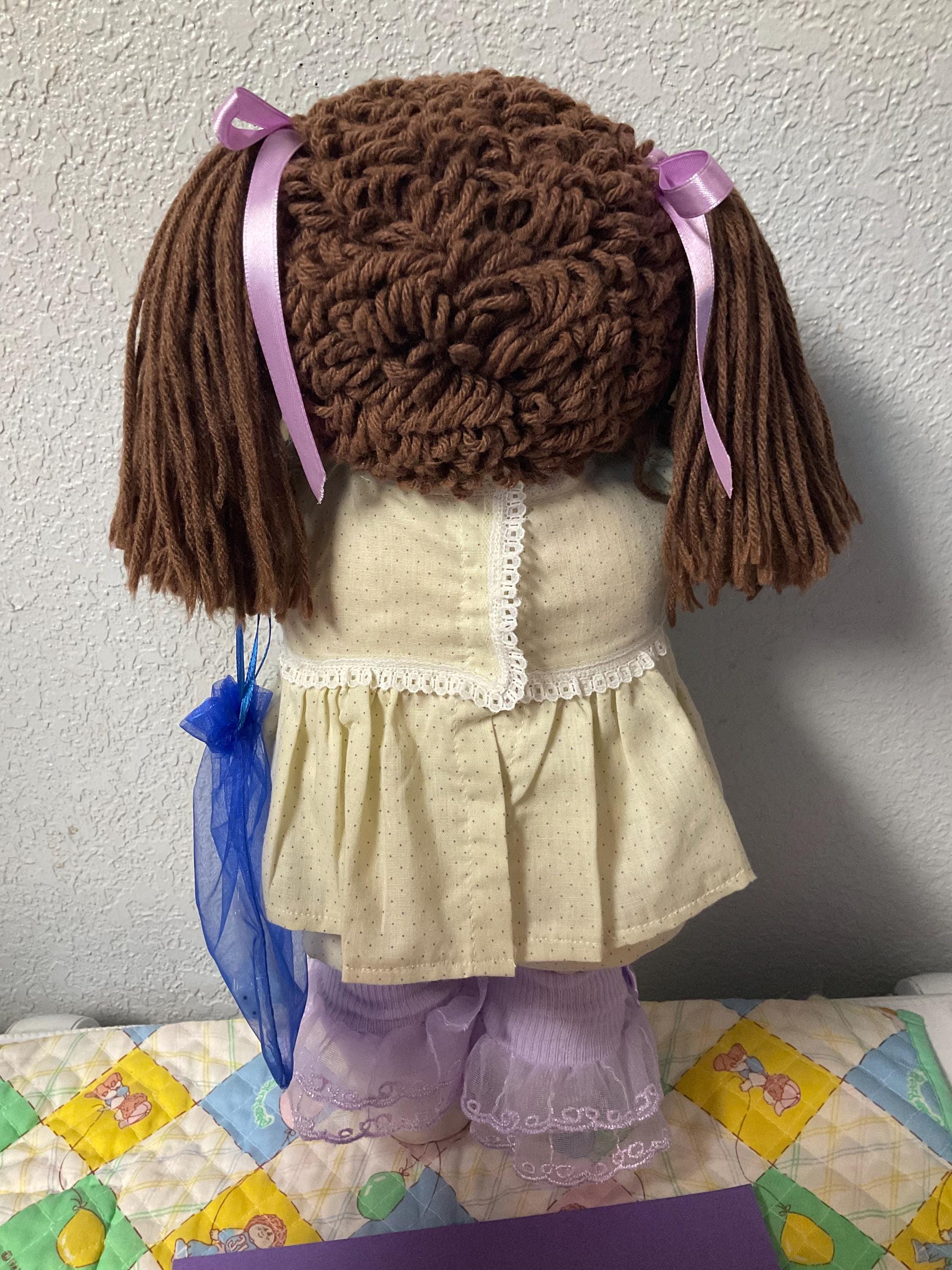 Vintage Cabbage Patch Kid Girl HTF Violet Eyes Brown Poodle Hair
