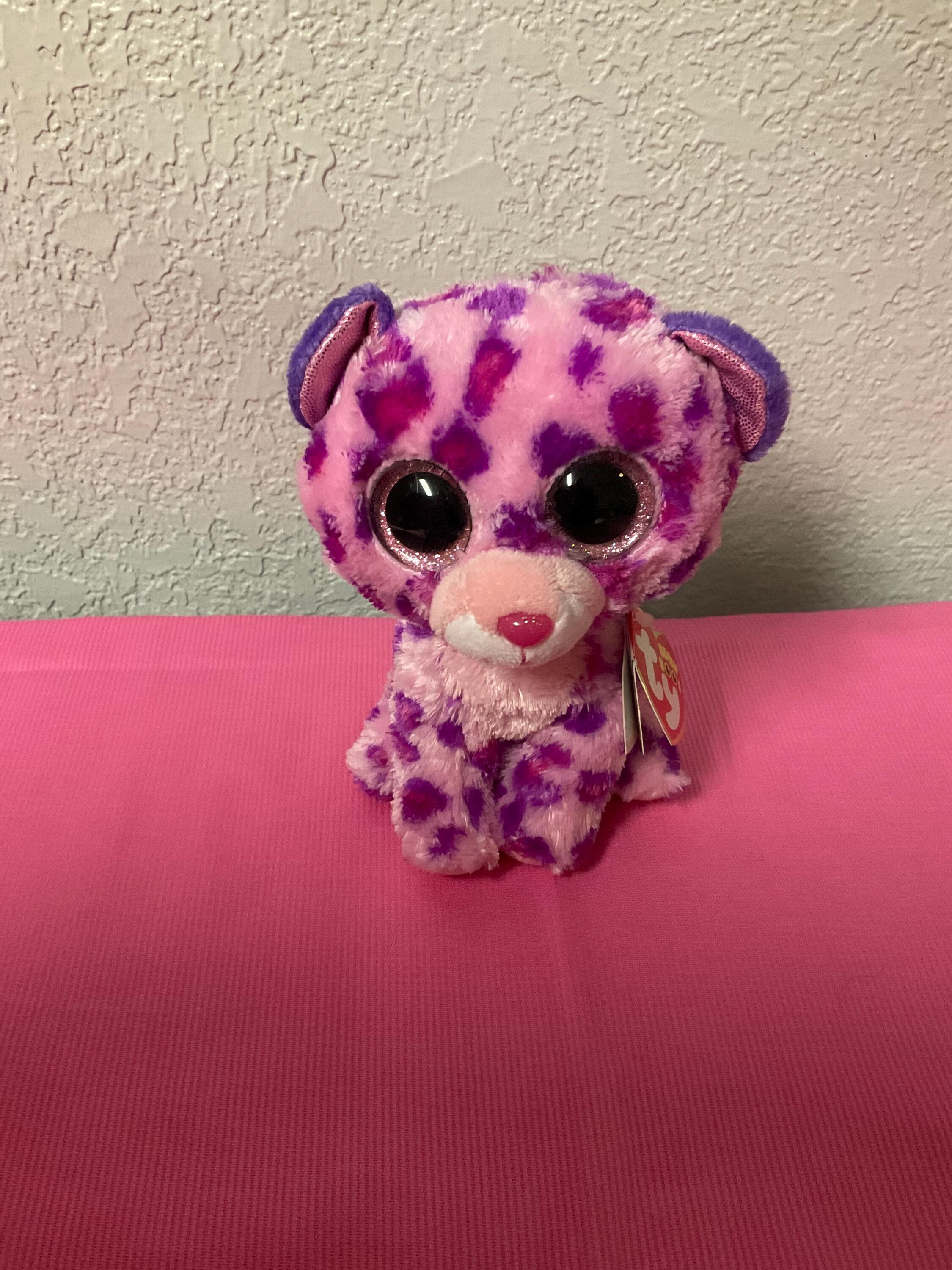 GROOVY BABY SHOT Ⅰ PURPLE & Ⅳ LEOPARD Ty Beanie Boo Glamour the Leopard Plastic Pellets 2013 Swing