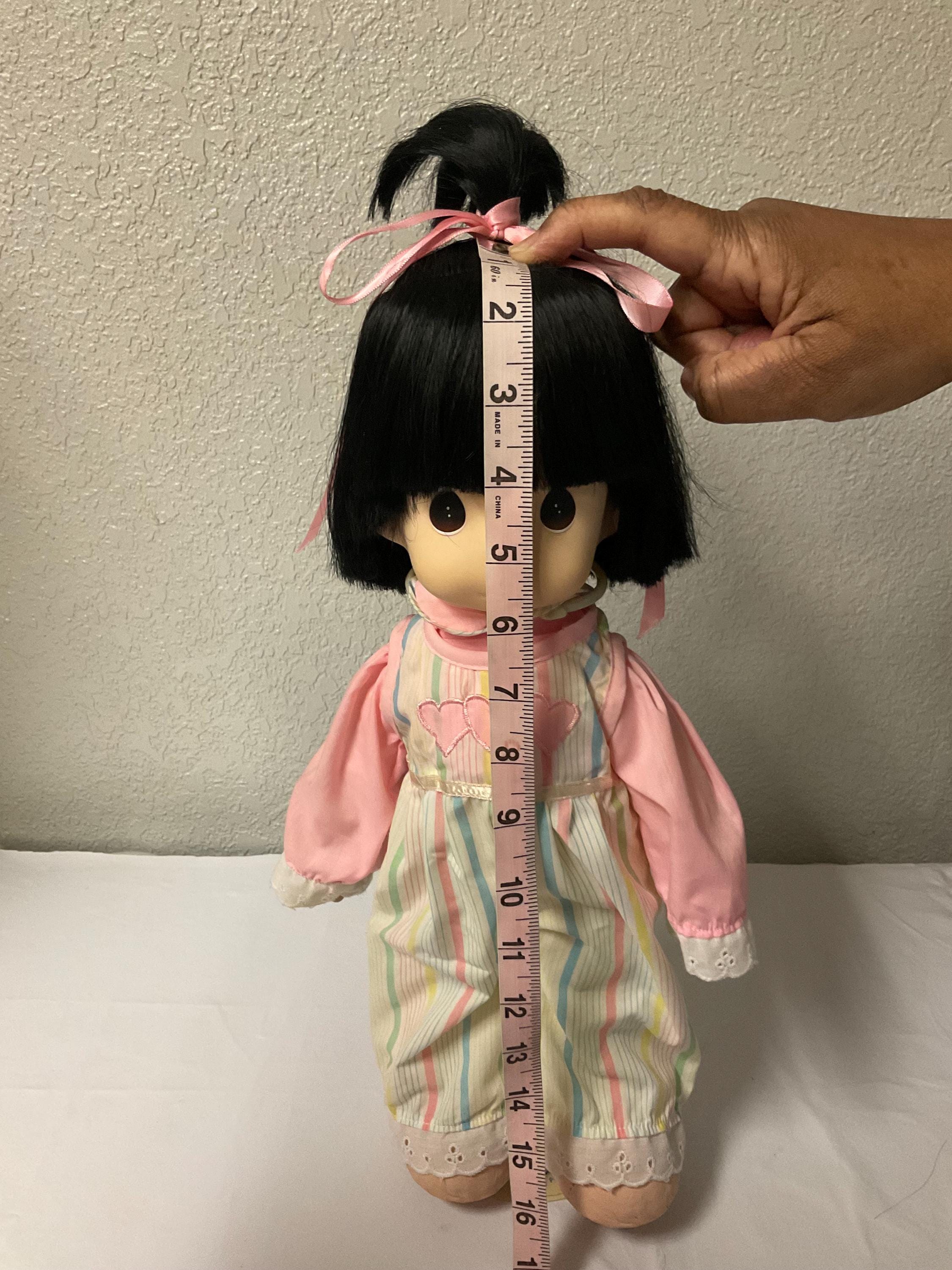 Vintage Precious Moments Asian Girl Doll Black Hair Brown