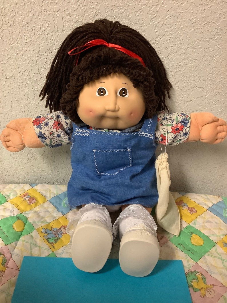 Vintage Cabbage Patch Kid Girl Brown Single Pony Brown Eyes IC7 Made In Vintage Cabbage Patch Kid Girl Brown Single Pony Brown Eyes IC7 Made In