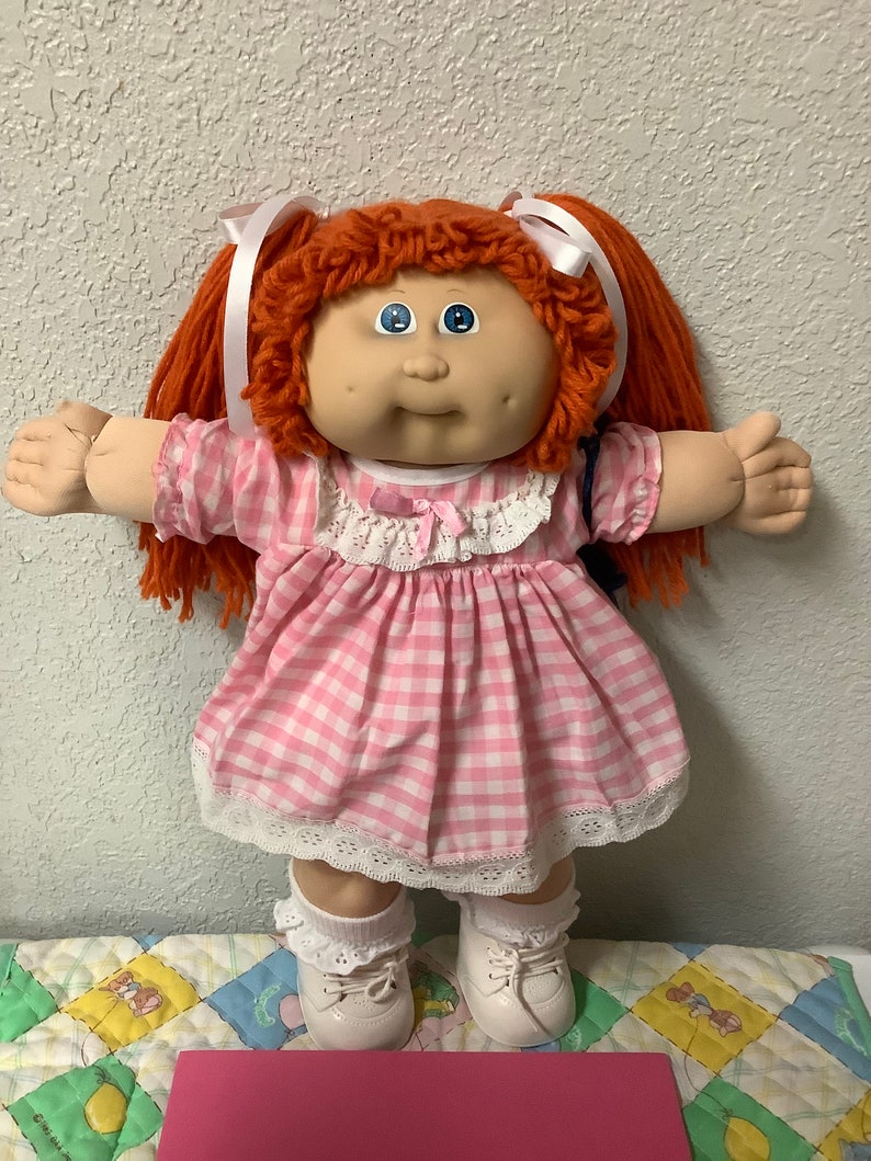 Vintage Cabbage Patch Kid Girl Harder to Find Head Mold 9 Red Hair Blue