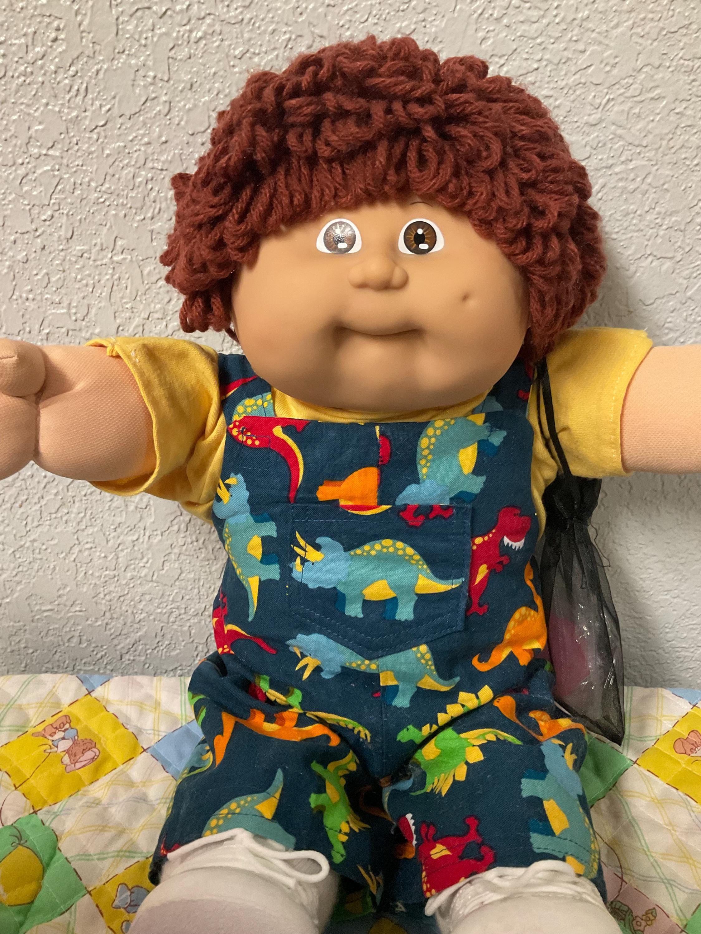Vintage 1985 Cabbage Patch Kid Boy Doll: Auburn Hair, Dinosaur