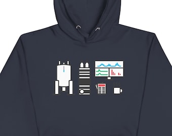 Sudadera con capucha química con instrumentos para espectroscopia de RMN y espectrometría de masas