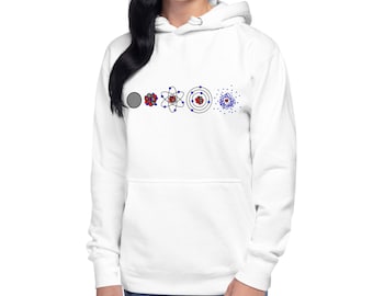 Sudadera con capucha química - modelos atómicos de Dalton a Quantum